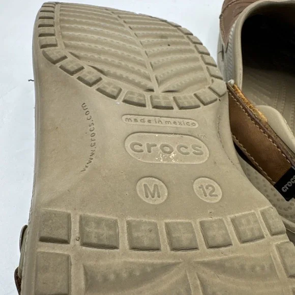 Crocs Yukon Vista Clogs Khaki Brown Leather Slip On Adjustable Men's 12 - Picture 6 of 8